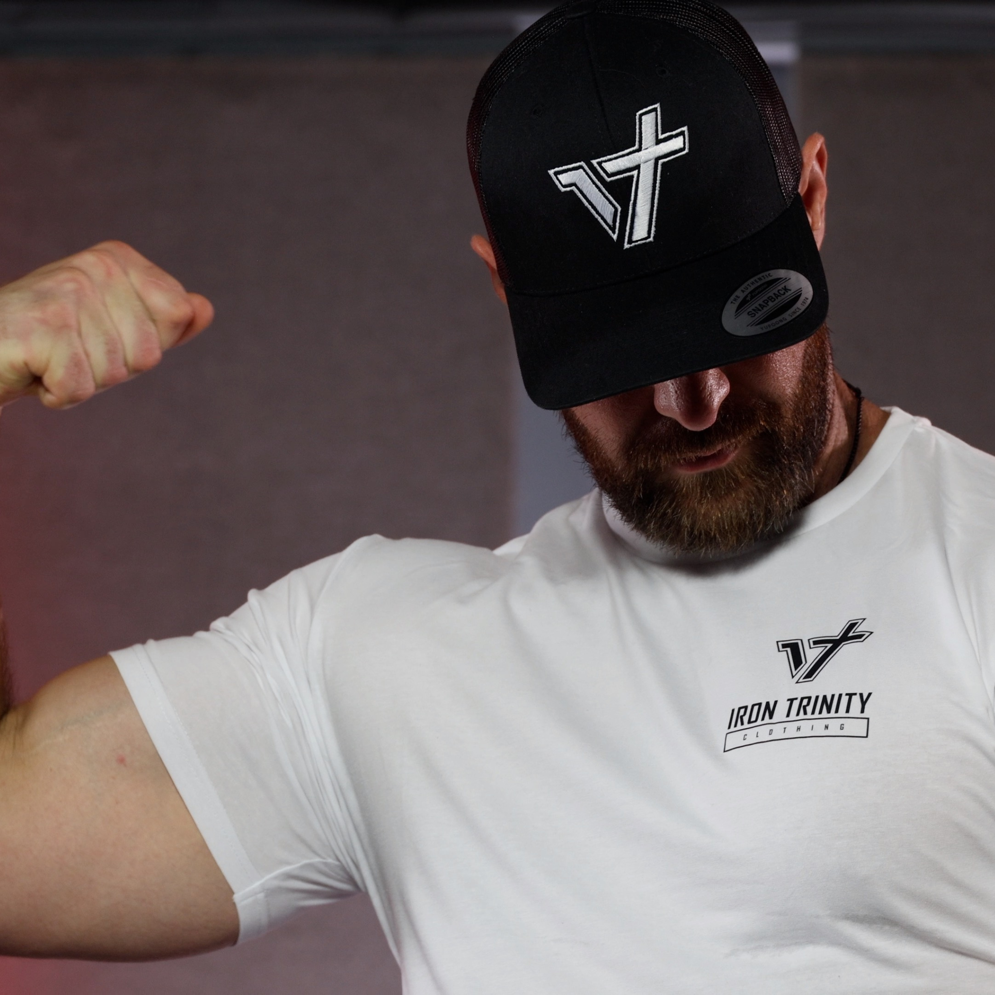 Iron Trinity Signature Snapback Cap // Mesh Back Embroidered Logo