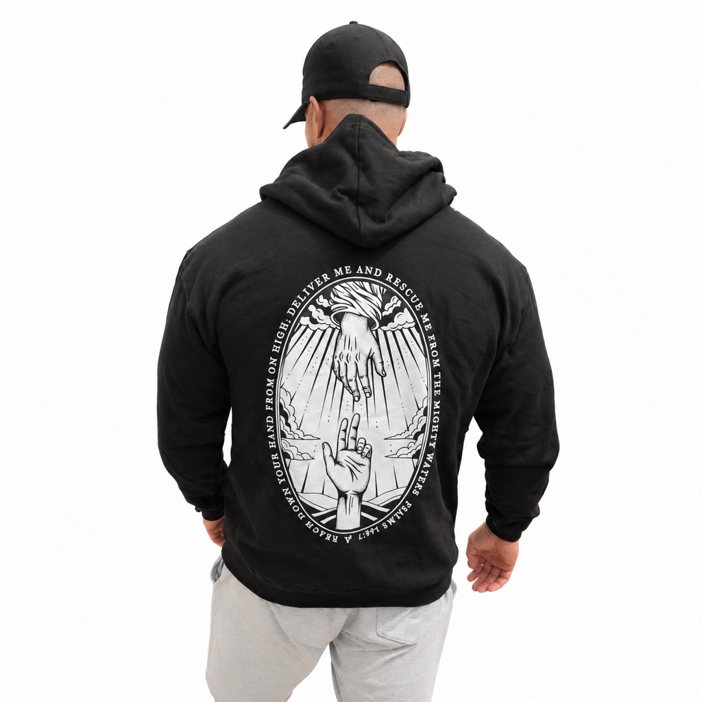 Graphic Zip Hoodie // Hand of God Design
