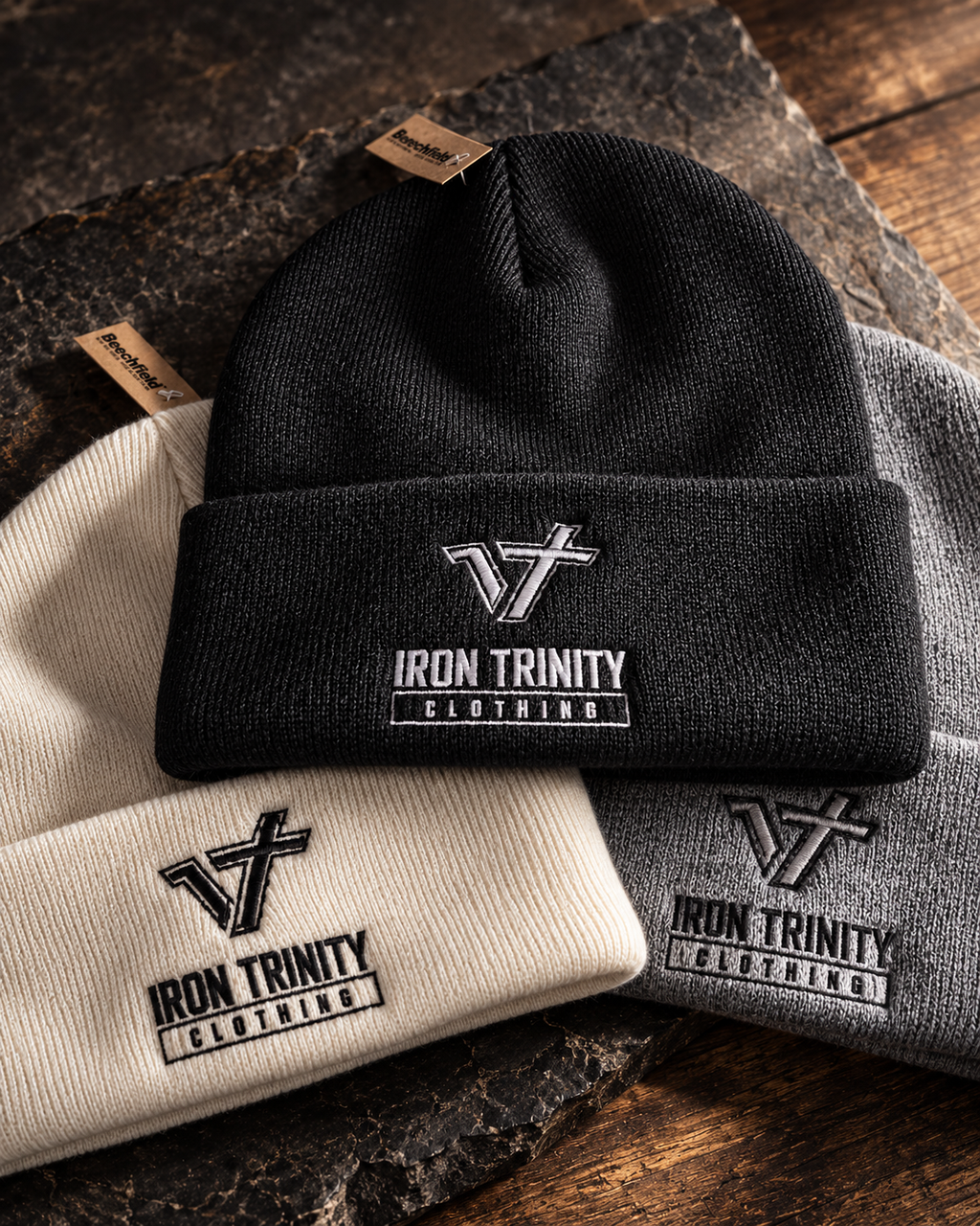 NEW! Pre-Order Embroidered Beanie Hat // Iron Trinity Logo