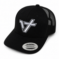 Black and White Mesh Back Signature Snapback Cap // Embroidered