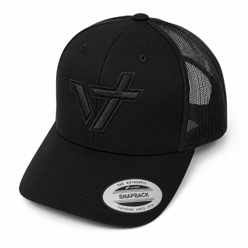 Black on Black Mesh Back Signature Snapback Cap // Embroidered